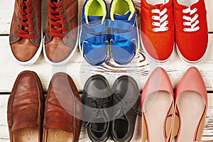 Different kinds of footwear.