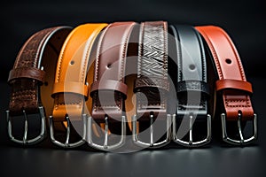 Different kinds of leather belts isolated for a fashion accessories theme