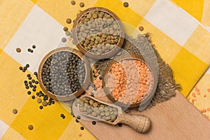 Different kinds of lentils
