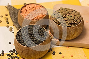 Different kinds of lentils