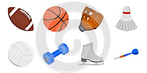 Different kinds of sports icons in set collection for design.