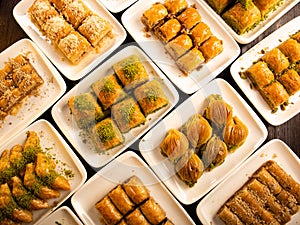 Different kinds of Turkish dessert baklava