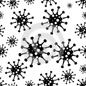 Different Kinds of Viruses. Bacteria Biology Organisms Seamless Pattern. Virus Infection Ebola Epidemic EPS