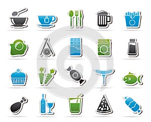 Different king of food and drinks icons 1