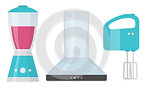 Different kitchen appliences for cooking vector illustration