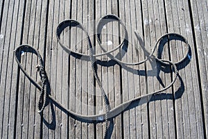 Different knots and ropes on the pier