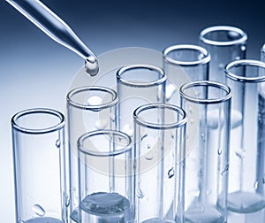 Different laboratory beakers and glassware.