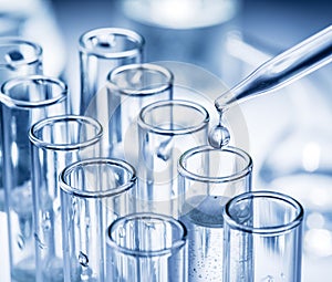 Different laboratory beakers and glassware.