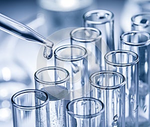 Different laboratory beakers and glassware.