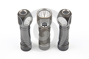 Different lanterns flashlight on a white background. item for camping and household life