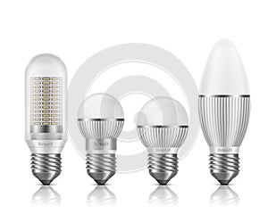 Different LED lamps 3d realistic vector collection