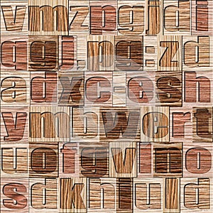 Different letters on background. Blasted Oak Groove wooden pattern