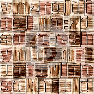 Different letters on background. Blasted Oak Groove wooden pattern photo