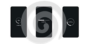 Different Loading icon UI, UX, GUI Screen and flat web icons for mobile apps. start app, mobile start up screens
