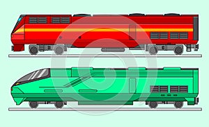 Different locomotive cartoon vector illustration