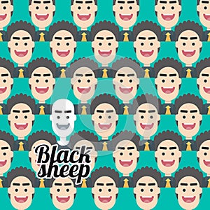 Different-man-in-many-people-black sheep - flat design vector illustration