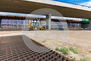 Different material for the construction of an overpass on a Spanish highway photo