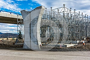 Different material for the construction of an overpass on a Spanish highway photo