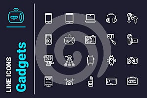 Different media devices icons set