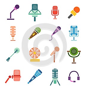 Different microphones vector icons