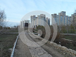 Different modern buildings in Astana