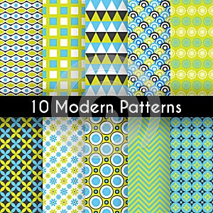 Different modern vector seamless patterns