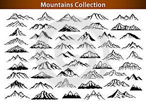 Different mountain ranges silhouette collection