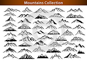 Different mountain ranges silhouette collection photo