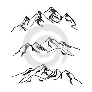 Different mountain ranges silhouette. Collection set