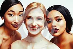 different nation woman: asian, african-american, caucasian toget