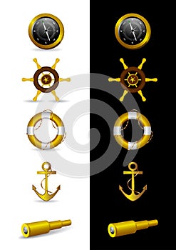 Different Nautical Icons - Vector