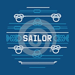 Different nautical sailor knots and ropes vector illustration. String twisted thread cable banner. Ship marine lasso