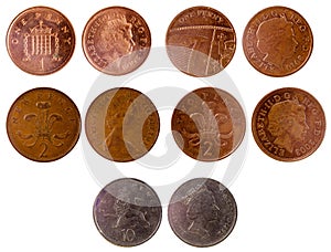 Different old british coins