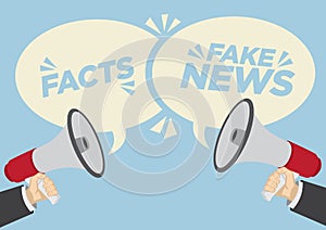 Different opinions of facts or fake news. Business concept of disagreement, negotiation or miscommunication