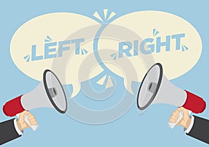 Different Opinions of Left and Right. Business Concept of disagreement, negotiation or miscommunication