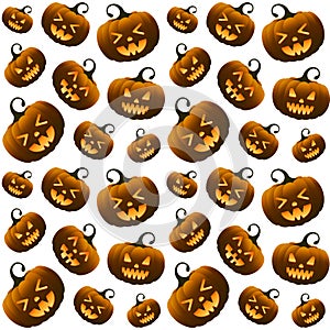 Different Orange Halloween Pumpkins Seamless Pattern