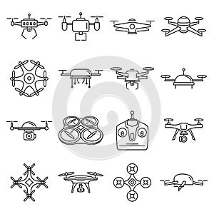 Different outline drones vector set