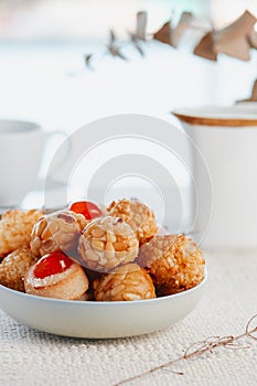 different panellets typical of Catalonia, Spain photo
