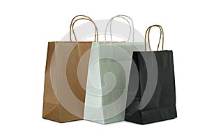 Different paper bags isolated on white background