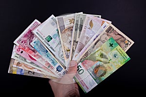 Different paper currencies from around the world