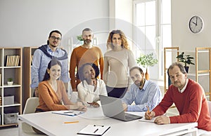 Different people group business team diverse community having meeting in office