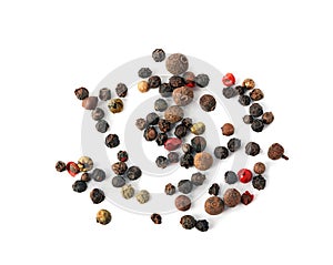 Different peppers mix on white background