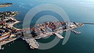 Different perspective of town called umag dron photo