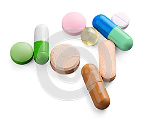 Lot of different pills close-up view