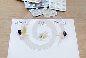 Different pills for morning, day and evening. Scheduled Reception