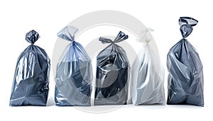 Different plastic bags isolated on white, collection