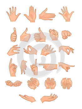 The different positions of the hands