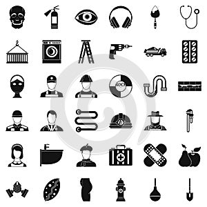 Different profession icons set, simple style