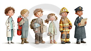 Different professions set in a flat style