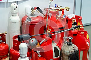 Different propane tanks, gas cylinders